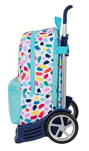 Safta Mochila 758 Espalda Ergonómica con Carro Evolution de Benetton Brochitas, 300x140x460 mm, Multicolor