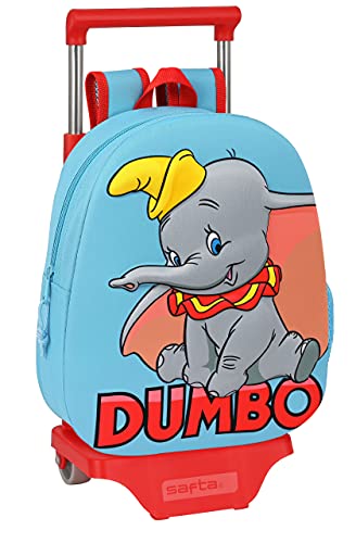 Safta Mochila con Diseño 3D y Carro 705 de Dumbo, 270x100x320 mm, Azul Claro/Rojo