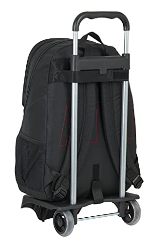 Safta Mochila Escolar con Carro de Atlético de Madrid Corporativa, 330x150x430 mm, Negro