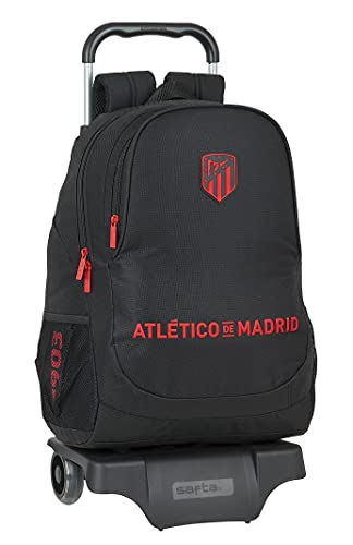 Safta Mochila Escolar con Carro de Atlético de Madrid Corporativa, 330x150x430 mm, Negro