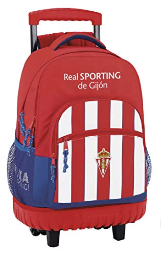 Safta Mochila Escolar Grande Con Ruedas Real Sporting De Gijon Oficial 320x140x460mm