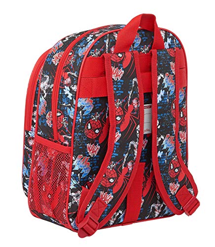 Safta Mochila Escolar Infantil de SpiderMan Go Hero, 270x100x330mm, negro/rojo