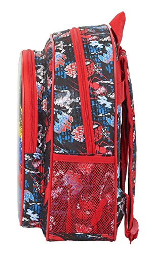 Safta Mochila Escolar Infantil de SpiderMan Go Hero, 270x100x330mm, negro/rojo