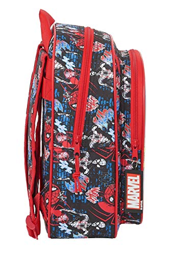 Safta Mochila Escolar Infantil de SpiderMan Go Hero, 270x100x330mm, negro/rojo