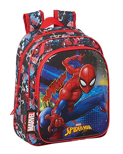 Safta Mochila Escolar Infantil de SpiderMan Go Hero, 270x100x330mm, negro/rojo