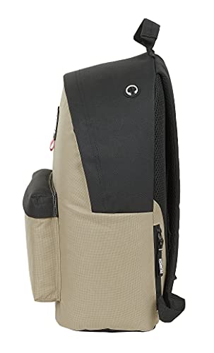 Safta Mochila Juvenil para Portátil 14.1" de Munich Sapporo, 310x160x410 mm, Beige/Negro