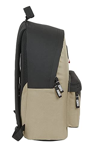 Safta Mochila Juvenil para Portátil 14.1" de Munich Sapporo, 310x160x410 mm, Beige/Negro