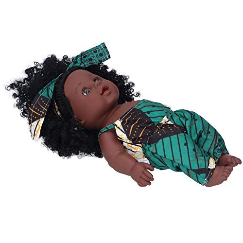 SALUTUYA Black Baby Girl Doll Reborn Baby Doll Realista Reborn Doll Girl with Head Band Muñecas Cómoda Reborn Girl Doll Vinilo Baby Doll para bebé(Q12.042 Dark Green Vine)