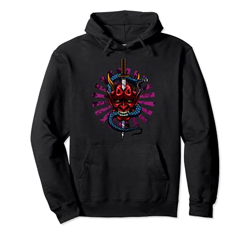 Samurai japonés, Demonio Oni, serpiente, espada katana Sudadera con Capucha