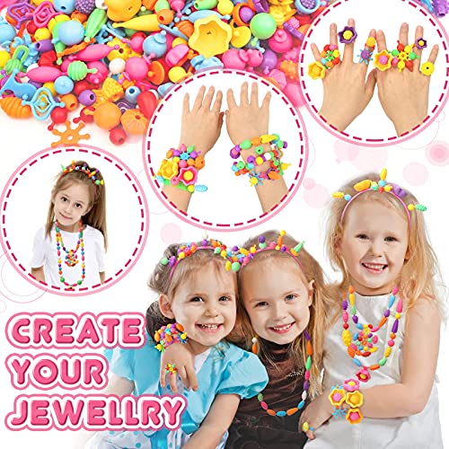 Sanlebi Pop Beads - Manualidades Pulseras para Niñas 3 4 5 años, 650+ Piezas Hacer Pulseras Niñas Juguetes Regalo para 3-8 Años Niños