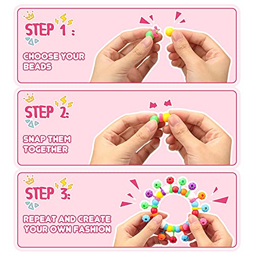 Sanlebi Pop Beads - Manualidades Pulseras para Niñas 3 4 5 años, 650+ Piezas Hacer Pulseras Niñas Juguetes Regalo para 3-8 Años Niños