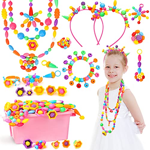 Sanlebi Pop Beads - Manualidades Pulseras para Niñas 3 4 5 años, 650+ Piezas Hacer Pulseras Niñas Juguetes Regalo para 3-8 Años Niños