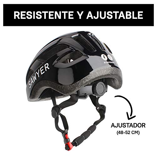 Sawyer Bikes - Casco Infantil Ajustable Niños - Bicicleta/Patinete (Negro)