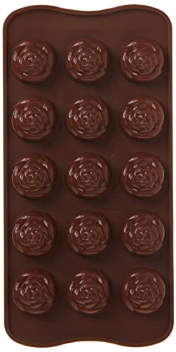 SCG13 Molde de Silicona para el Chocolate con 15 cavidades con Forma de Rosas, Color marrón