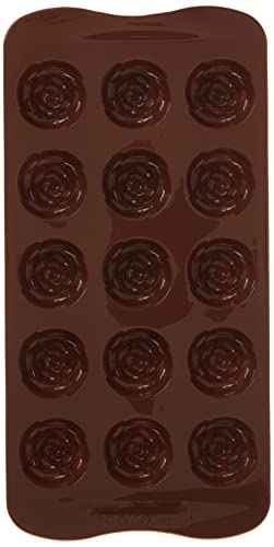 SCG13 Molde de Silicona para el Chocolate con 15 cavidades con Forma de Rosas, Color marrón