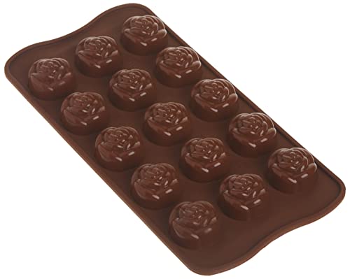 SCG13 Molde de Silicona para el Chocolate con 15 cavidades con Forma de Rosas, Color marrón