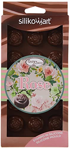 SCG13 Molde de Silicona para el Chocolate con 15 cavidades con Forma de Rosas, Color marrón