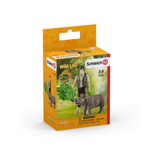 Schleich- Colección Wild Life Set de Figuras de Iniciación con Ranger y Rinoceronte (42428)