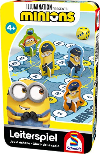 Schmidt Spiele- Minions, Juego de Escalera, Bring Mich mit Spiel in Der Metalldose, Color carbón (51438)