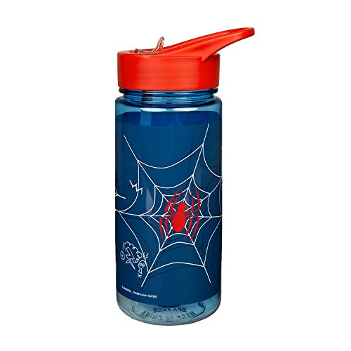 Scooli SPMA9913 – Botella Aero de Marvel Spider-Man, con pajita integrada y boquilla para beber sin BPA ni ftalatos, aprox. 500 ml de capacidad