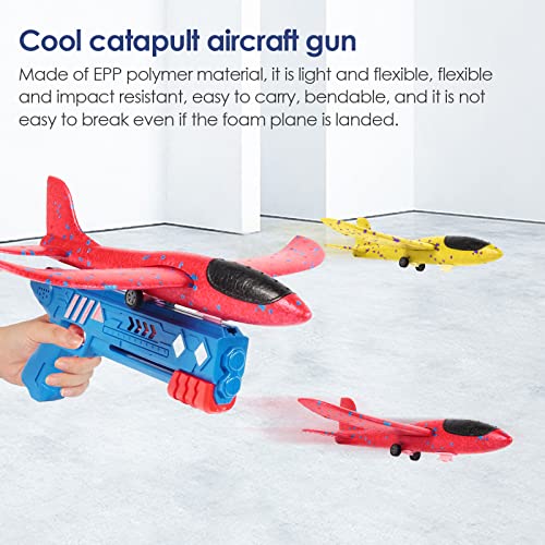 Scoutteemo Juguete de avión con Lanzador de avión, Juguete de Planeador de Espuma para niños, Planeador de Lanzamiento al Aire Libre, Planeador, Lanzamiento Manual, Modelo de Vuelo, Equipo de Juegos