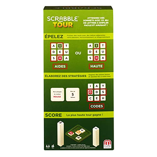 Scrabble Tour, Juego de Mesa y de Letras, versión Francesa, GCW08