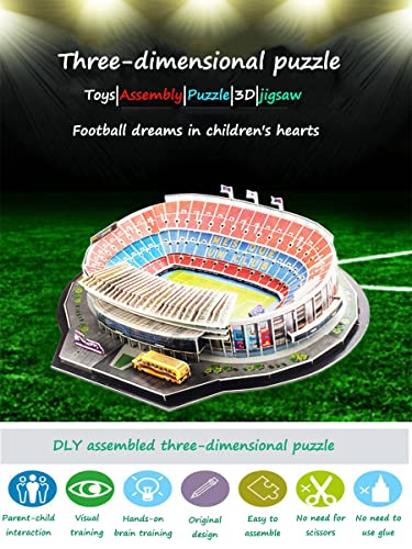 SCYDAO Estadio Camp NOU 3D Rompecabezas para niños para niños, Rompecabezas Diario Europa y América Fútbol Modelo de fútbol Barcelona Real Madrid Mundo Copa Mundial, Regalos para Niños,Camp NOU