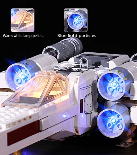 SDFGDFD Conjunto de Luces para Lego Luke Skywalker X-Wing Fighter Kit de luz LED Compatible con Lego 75301 Modelo de Construcción de Bloques (NO Incluido en el Modelo) con Mando a Distancia