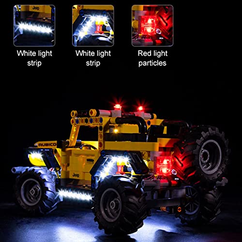 SDFGDFD Kit de luz LED para Jeep Wrangler - Compatible con Lego Creator 42122 (Juego Lego no Incluido) con Mando a Distancia