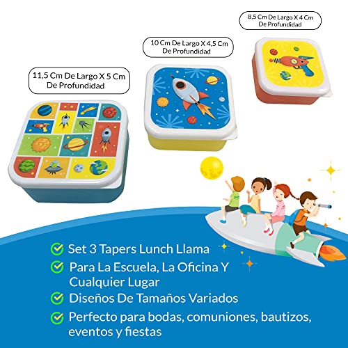 Set 3 Tapers Lunch Galaxia - Taper Niños Infantiles, colegios. Regalos y Detalles para Niños, Cumpleaños y Comuniones