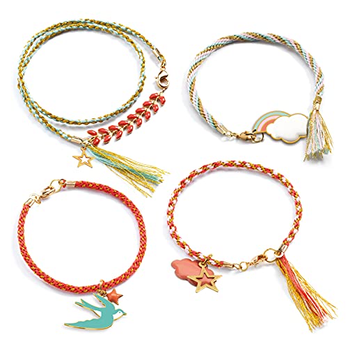 Set creativo Djeco Celeste de pulseras trenzadas, con hilos y accesorios