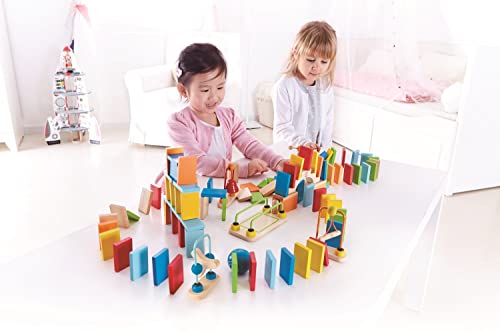 Set Dominós Dinámicos de Hape, Set de Bloques de Construcción de Carreras de Dominó Infantil Galardonado, 107 Piezas sólidas para Hacer Divertidas Carreras, Construir y Apilar