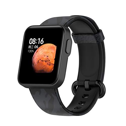 SFNTION (conocimientos especializados) (explosión) Compatible para Xiaomi Mi Watch Lite/Redmi Watch Lite Smart Watch Bandeja de repuesto con impresión de silicona Camuflaje, código negro