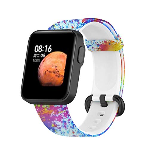 SFNTION (conocimientos no procesados) (explosión) Compatible para Xiaomi Mi Watch Lite/Redmi Watch Lite Smart Watch Bandeja de repuesto con impresión de silicona Colorful Ink Code