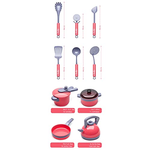 Sharplace 20 Piezas de Cocina para Niños, Juegos de Ollas y Sartenes, Juguetes para Jugar Cocinar, Utensilios de Cocina Accesorios, Regalo para Niños - Rojo