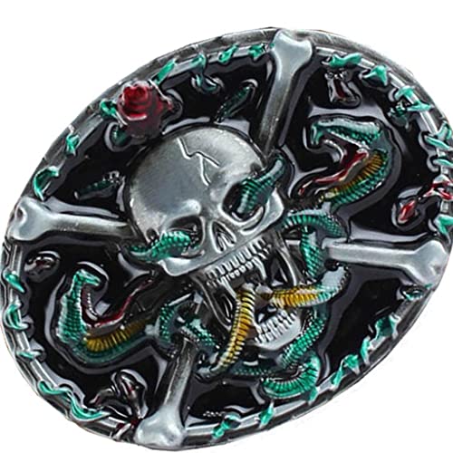 Sharplace Novedad Gótico Cinturón de Cuero Hebilla Esqueleto Calavera Belleza Cool Rose Flower