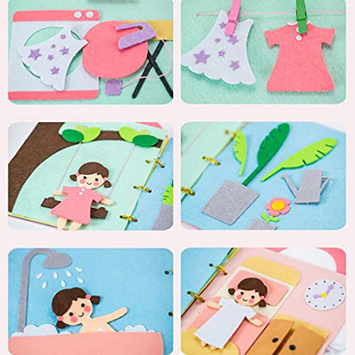 sharprepublic Libro silencioso, Libro de Tela Suave para bebés, Libro de Actividad de Tela para bebés/niños pequeños, Libro de Cuentos de Habilidades motoras de - Un día de Princesa