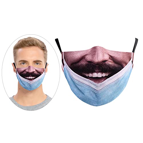 sharprepublic Máscara Facial de Broma Bufanda de Moda para Adultos, Reutilizable, Lavable, Ajustable, Pañuelos de Broma - E