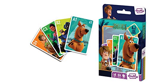 Shuffle | Scooby Doo 4 en 1 Juego de cartas | Juega Snap, Familias, Juego de Parejas o Juego de Acción con tus personajes de Scooby Doo | Más de 2 jugadores entretenidos durante 10 minutos | Edades 4+