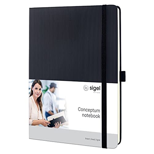 Sigel Conceptum CO118 - Libreta rayada con tapa dura, 180 x 240 x 20 mm, color negro