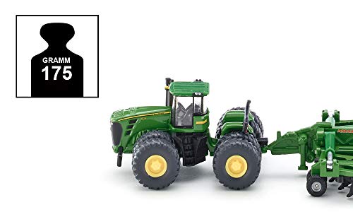 SIKU 1856, Tractor John Deere 9630 con Amazone Centaur, 1:87, Elementos plegables, Metal/Plástico, Verde