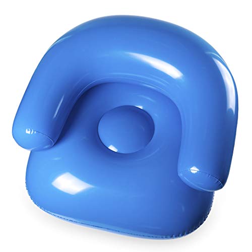 SILLON INCHABLE PARA PISCINA PLAYA EN PACK DE 2- para disfruta en la piscina o la playa mientras hablas con tus amigos o pareja- colores vivos-regalo de dos reposavasos (AZUL)