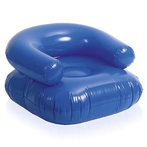 SILLON INCHABLE PARA PISCINA PLAYA EN PACK DE 2- para disfruta en la piscina o la playa mientras hablas con tus amigos o pareja- colores vivos-regalo de dos reposavasos (AZUL)