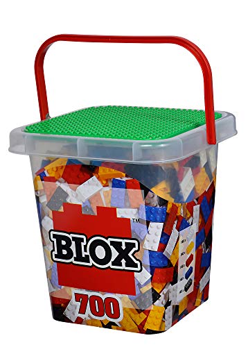 Simba 104114200 Blox 700 Bloques de construcción para niños a Partir de 3 años, Bloques de 8 Puntos, sin Placa Base, Totalmente Compatible, Colores Surtidos, Negro, Rojo, Blanco, Amarillo y Azul