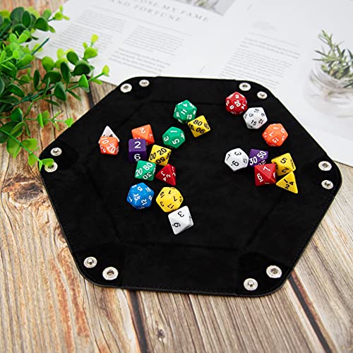 SIQUK 2 Piezas Bandeja de Dados Tablero de Dados de Doble Cara PU y Terciopelo Dice Tray Soporte de Dados para DND RPG y Otros Juegos de Mesa (Negro, Rojo)