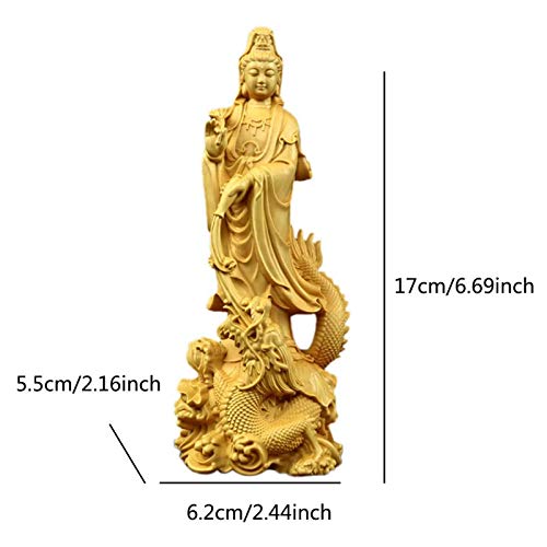 Siunwdiy Estatuas De Quan Yin, Kuan Yin Meditando La Estatua De Buda Meditando Buda Kuan Yin En Adornos De Dragón Escultura Boxwood Ornamento Decoración Regalo,Feng Shui