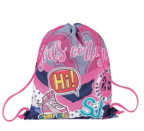 SJ - Zaino Sacca Sport & Tempo Libero GANG, PINKY COLLEGE, Rosa, Mochila Bolsa Sport & Leisure GANG, PINKY COLLEGE, Rosa Unisex - Niños y adolescentes, Rosa, Taglia unica -