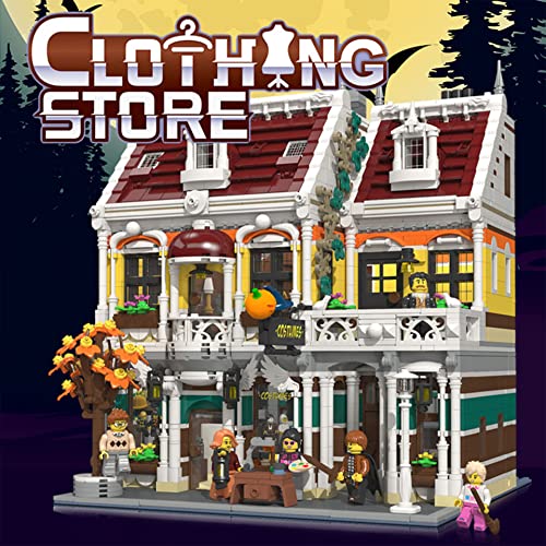 SKAJOWID Bloques De Construcción Street View Bloques De Construcción Holiday Street View Tienda De Ropa De Halloween Juguetes De Bloques De Construcción para Niños Juego Entre Padres E Hijos