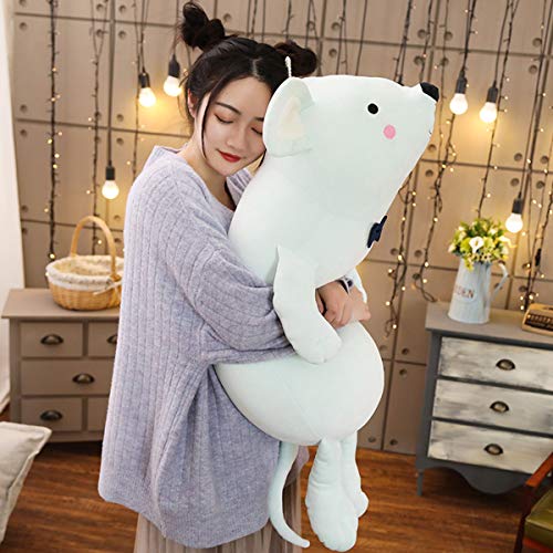 SKAJOWID Ratón de Peluche, Almohada Suave, Eres Muy Adecuado para Abrazarte, Muy Buena Decoración De Muebles, Proporcionarlo A Los Niños, Novias O Amigos Es Una Buena Opción,Blanco,100cm