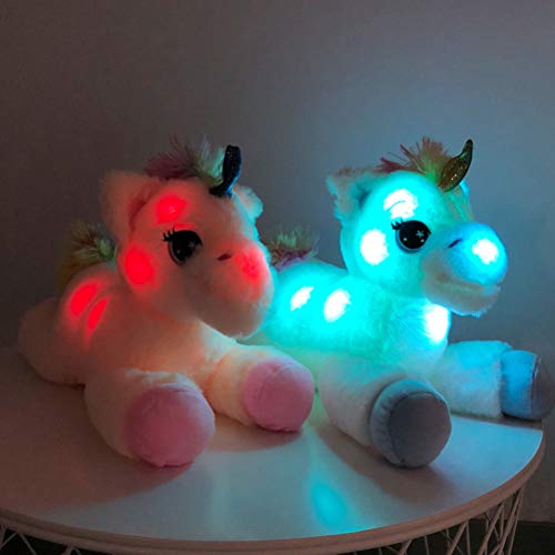 Sklepee Juguete de Unicornio Luminoso, muñecos Lindos de 40 cm, Adorno de Unicornio LED, muñecos de Peluche de Dibujos Animados Kawaii, Regalos para IR a Dormir para niños, niños y Adultos